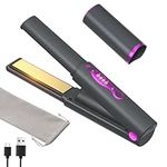 FIRE BULL Cordless Hair Straightener, Portable Hair Curler,2-in-1 Rechargeable Hair Straightener with Titanium Flat Iron 45s Fast Heat,3 Temp Adjustable Cordless Straightener Curler