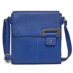 Woodland Leathers Women's Cross Body Shoulder Messenger Bag, Multiple Slip and Zip Pockets Handbag with Storage Pocket (Royal Blue)