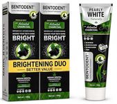 Bentodent toothpaste - Teeth Whitening Products | Activated Charcoal Mint Teeth Whitening Toothpaste | Enamel Safe, Natural | Foam free, Fluoride Free - (Pack of 2 Teeth Whitening Products)