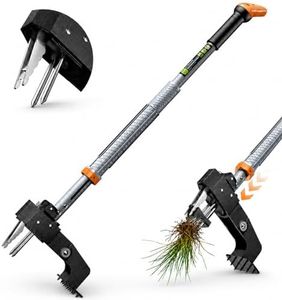 GASREKV Weed Puller Tool, 4-Claw Steel Head Stand Up Weeder, 39"-46" Adjustable Handle & Easy Eject, Root Weed Remover for Dandelion, Thistle & Crabgrass, No Bending