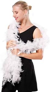 Ws&Wt 2 Yards 60 Grams Turkey Chandelle Feather Boa for Party, White, 2 Yards