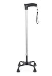 PHYSIQO Aluminum Height Adjustable Walking Stick for Men&Women|Hand Stick with 4 Legs for Walking Support|Ideal for Old,Fractured,Injured&Handicapped People(Silver,Black),Design 10