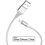 iPhone Charger, Apple Certified Braided 6ft Strong Lightning Cable - Lightning to USB Tough Charging Cord for iPhone 7 7 Plus 6s 6 Plus SE 5s, iPad, Pro, Air 2, iPad mini - Silver (6 Feet / 1.8m)