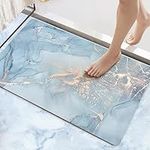 DEXI Bath Mat 40 x 60 cm, Super Absorbent and Non-Slip Bathroom Mat, Quick Dry Bathroom Floor Mat for Shower Tub Bathtub Sink, Blue