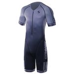 Synergy Triathlon Tri Suit - Men's Elite Short Sleeve Trisuit Cycling Skinsuit (Smoke Gray, Medium)