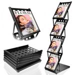 VAIIGO A4 Brochure Display Stand Portable Folding Magazine Rack Exhibition Book Literature Floor Display Stand for Trade Show, Exhibitions, Office, Events (4 Pockets, Black)