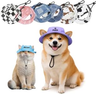 DYOART Personalized Visor Hat for Dog & Cat, Custom Dog Hat with Ear Hole for Puppy Small Medium Large Dog, Sunscreen Summer Winter Bucket Hats Gift for Pet Lover