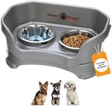 Neater Feeder Deluxe Mess Proof Dog Bowls Elevated for Small Breed – Made in USA – No Spill Raised Dog Food Bowl Stand – Stainless Steel Food and Water Bowl Set, Pet Feeding Station, Grey