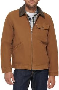 Levi's Men's Workwear Cotton Canvas Corduroy Collar Depot Jacket, Brown Lightweight Canvas, Large