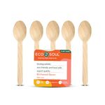 ECO SOUL [140mm, 200 Pack] Disposable Spoons | Wooden Dining Flatware | Ideal for Kids Birthday, Wedding & Party