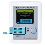 Electronic Component Tester, LCR-TC1 1.8" Color LCD Display Capacitors Detector, NPN PNP Transistor Automatic Calibration Checker, Diode Triode Resistor MOS SCR ESR Inductor Meter