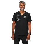 FIGS Medical Scrubs Men's Chisec Three Pocket Top (Black, L)