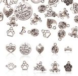 Stiesy 100pcs/box 10 Styles Tibetan Style Alloy Puppy Dog Small Charms Alloy Charms Pendants DIY for Jewelry Making and Crafting