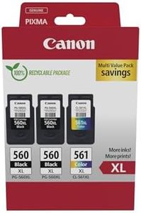 Canon PG-560XL x 2 / CL-561XL High Yield Genuine Ink Cartridges, Pack of 3 (2 x Black, 1 x Colour) - Cardboard Multipack