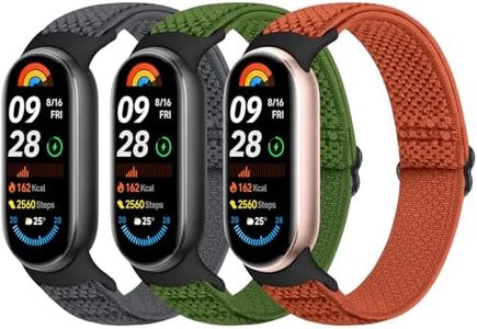 Bcuckood Elastic Bracelet Compatible with Xiaomi Smart Band 9/ Xiaomi Smart Band 8 Women Men, Stretchy Watch Strap Soft Elastic Nylon Replacement Strap for Xiaomi Mi Band 9/8, Pack of 3, No gemstone