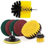 8Pcs Power Drill Scrubber Brush Set, Drill Brush Attachment Set | Scrubber Brush Scrub Pads for Bathroom Surfaces, Floor, Tub, Shower, Grout, Tile (Without Drill Machine)(Yellow)