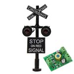 Evemodel JTD1507RP 1 Set N Scale Railroad Train/Track Crossing Sign 2 Heads LED Made + Circuit Board Flasher-Flashing Red Train Stop on red Signal Lights Decoration and Party