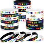 JUNEBRUSHS 42pcs Rainbow Gay Pride Silicone Bracelets LGBT Support Rubber Wristbands for Pride Day Month Parades Decorations Party Accessories Supplies