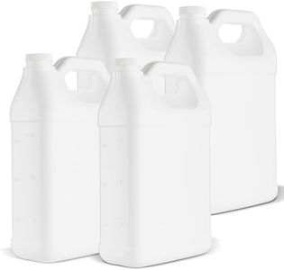 kitchentoolz 1 Gallon F-Style HDPE Jug with Secure Seal Lid - Heavy-Duty Storage Bottle, Automotive Fluid Oil, Chemical & Water Transport Container - Pack of 4