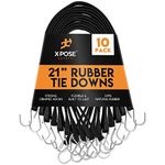 Rubber Bungee Cords with Hooks 10 Pack 21 Inch (32” Max Stretch) Heavy-Duty Black Tie Down Straps for Outdoor, Tarp Covers, Canvas Canopies, Motorcycle, and Cargo - by Xpose Safety