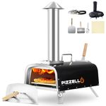 PIZZELLO 12" Outdoor Pizza Oven Propane and Wood Fired Pizza Maker Multi-Fuel Pizza Ovens with Gas Burner, Wood Tray, Stone, Pizza Peel, Cover, Forte Gas (Black)