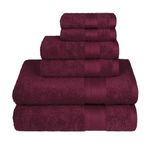 Trident Soft Comfort Air Rich Towels for Bath, 100% Cotton Towel, Super Soft, Highly Absorbent, 6 Pieces Towel Set, 500 GSM - Red Wine