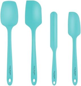 Culinary Couture 4-Piece Aqua Silicone Spatula Set - Heat Resistant up to 608°F, BPA-Free Spatulas for Nonstick Cookware - Baking Utensils