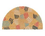 Urbanooks Half-Moon Coir Doormat with Non-Slip PVC Back, 30"x17" Large Size, Natural Brown, Indoor and Outdoor Mat, Dirt Trapper, Doormats for Front Door (Half Moon - Colored Lines)