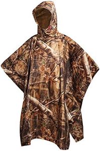 AUSCAMOTEK Camouflage Rain Poncho Hooded Waterproof Camo Raincoat with Blind Pattern for Hunting Hiking Camping Fishing, Woodland-brown, One size