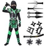 Spooktacular Creations Child Boy green ninja costume for Halloween dress up party (Large (10-12 yrs))