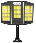 REMICH Solar Lights Outdoor with Motion Sensor, 3 Heads Security Lights Outdoor IP65 Waterproof, 270° Wide-Angle Flood Light Solar for Garage Yard Garden (with Remote, Pack of 1)