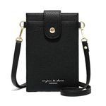 Womens Crossbody Cellphone Bag Small Shoulder Purse Card Holder Wallet Pouch (Black)