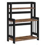 SONGMICS Spice Rack, 3 Tier Storage Rack, Desktop Organizer, Bamboo Frame, for Kitchen, Dining Room, Office, Rustic Brown and Black OFS047B01