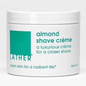 LATHER Almond Shaving Cream | Shaving Cream for Women & Men | Moisturizing Shaving Cream for Sensitive Skin | Gentle & Natural Ingredients | Shaving Cream for Soft Skin | 4 Oz