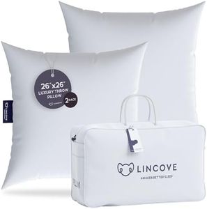Lincove Euro Throw Pillow Insert Square 26"x26" Pillow – Made in Canada, 100% Cotton Shell, Down Alternative Filling, Vegan-Friendly, Hypoallergenic - Decorative Couch Pillows, 2 Pack