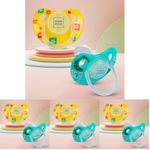 Mee Mee Baby Silicone Pacifier | Orthodontic Nipple for Oral Stimulation | Unique Shape to Support Psychological Breathing | Soother for Babies | Easy to Clean | 0-18 Months (Yellow/Green) Pack of 4