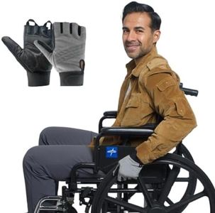 Inspired Comforts Wheelchair Gloves Fingerless Full Thumb with Anti-Slip Grip, Breathable & Reflective (Black/Grey,L)