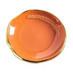 CEIERPH Ceramic Leaf Jewelry Dish Tray Ring Holder, Small Decorative Trinket Dish for Rings Earrings, 4 Inch, Orange