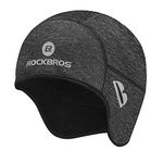 ROCKBROS Skull Cap Helmet Liner Men Women Winter Thermal Cycling Running Beanie Full Ear Cover Hat with Glasses Holes Black