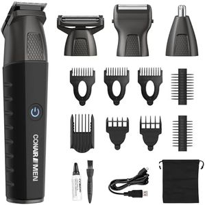 Conair Men All-in-One Trimmer for Men - Nose Hair, Beard, Mustache, Body Hair Trimmer - 16 Piece Men's Grooming Kit for Manscaping- Showerproof - Rechargeable