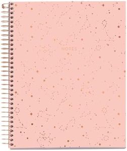 Miquelrius M Fashion 4 Subject Spiral Notebook, Lined A5-8.25" x 5.87" 120 Sheets White Heavyweight Paper, Subjects Separated by color, 2 Hole Punched, Micro-Perforated, Constellations Design