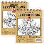 FIXSMITH 9"X12" Sketch Book | 160 Sheets (68 lb/100gsm) Sketchbook | 2 Pack | Durable Acid Free Drawing Pad | Top Spiral Bound Artist Sketch Pad | Ideal for Kids,Beginners,Artists & Professionals