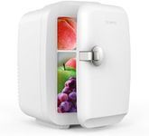 CROWNFUL Mini Fridge, 4 Liter 6 Can Portable Cooler and Warmer, Personal Fridge for Skin Care, Cosmetics, Food, Great for Bedroom, Office, Car, Dorm, ETL Listed (White)