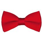 Mens Classic Pre-Tied Satin Formal Tuxedo Bowtie Adjustable Length Large Variety Colors Available, by Platinum Hanger (Red)