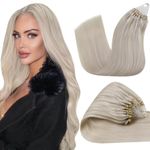 Hetto Micro Beads Hair Extensions Blonde Micro Loop Hair Extensions Human Hair #60 Platinum Blonde Micro Hair Extensions Real Remy Hair 12 Inch 50 Strands 40g