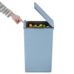 EKO - Morandi Kitchen Bin - Plastic Touch Recycling Bin - Perfect for Kitchen & Home, Titanium Blue, 30 Litre