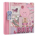 Arpan 200 Photos Baby Photo Album for 6x4" Photos with Baby Girl Pink Memo Slip - Album for Friends & Family with CD/DVD Pocket