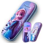 IsVi Pencil Box Pouch for Kids (Pack of 1), 3D Frozen Elsa Pencil Pouch for Girls, Birthday Return Gifts, Gift Ideas for Kids, Stylish Premium Hardtop Stationery Bag for School Students