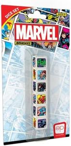 USAopoly Marvel Avengers Dice Set | Collectible d6 Dice Featuring Black Panther, Captain America, Iron Man, Black Widow, Thor, and Hulk | Officially Licensed 6-Sided Dice, Mixed