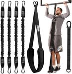 Pull Up Assistance Bands Set - 4 Heavy-Duty Pull Up Bands, Height Adjustable Strap & Comfortable Foot Strap - Stackable Pull Up Resistance Bands for Pull Ups (Black)